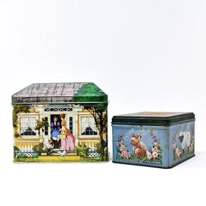 VINTAGE Charming House and Helan Barrick Farm Animals Tins || Set of 2